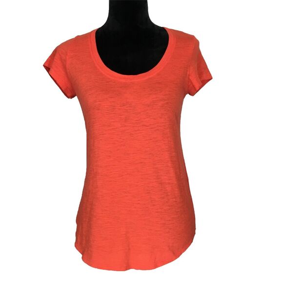 Eileen Fisher Tops - Eileen Fisher Top PTP Shirt Organic Cotton‎ Orange U Hem Short Sl Stretch LN